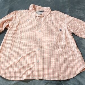 The North Face  Orange Plaid Long Sleeve Outdoor Shirt Men size XL